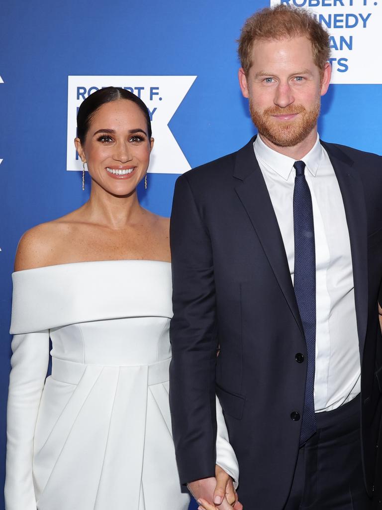 Meghan and Harry hosted a christening party at their Montecito home. Picture: Mike Coppola/Getty Images forÃ&#130;Â 2022 Robert F. Kennedy Human Rights Ripple of Hope Gala