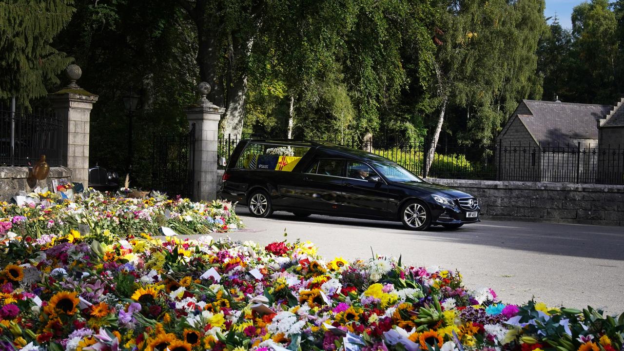 The hearse carrying the coffin leaves Balmoral. Picture: Owen Humphreys/PA Images via Getty Images