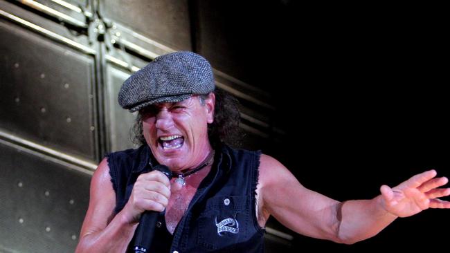 AC/DC singer Brian Johnson belts one out.