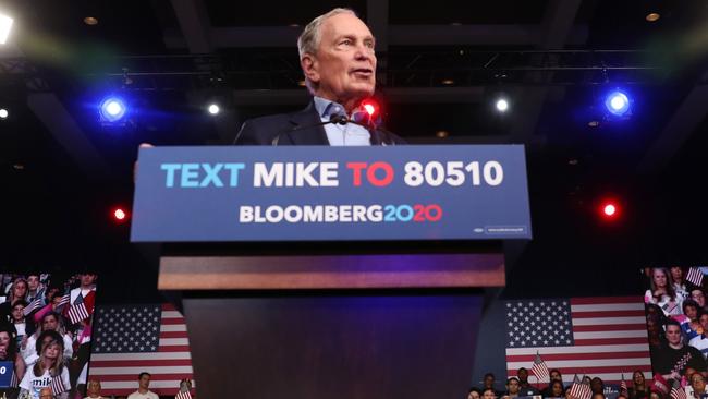 Mike Bloomberg speaks at his Super Tuesday night event in West Palm Beach, Florida. Picture: Getty Images.