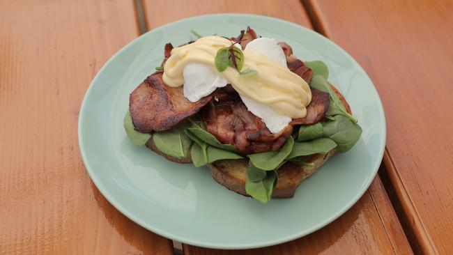 The bacon benedict at Parkway Coffee. Picture: Mark Cranitch.