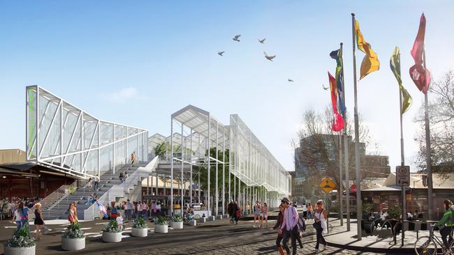 Artist's impression of a trader’s pavilion for the original Queen Victoria Market renewal project.