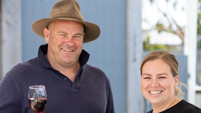 CURLEWIS, VIC – FEBRUARY 10TH, 2022 Food feature on Oneday Estate winery and its Sunday sessions. Plenty of amazing architecture and eclectic interior design L-R Sam Murray + Chae For GT Photo: Ginger + Mint