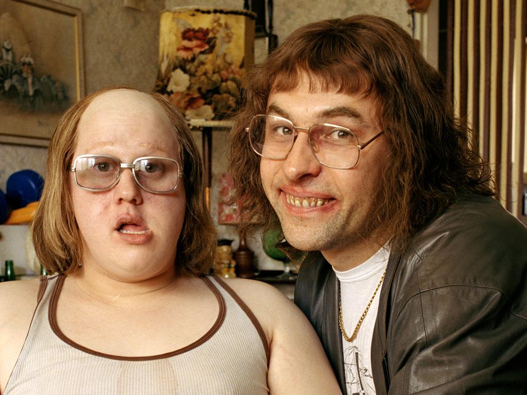 Actors and comedians Matt Lucas and David Walliams in series 3 of TV show 'Little Britain'.