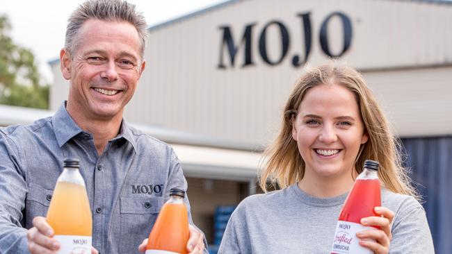 Mojo Beverages' marketing manager Andrew Buttery and marketing officer Adelaide Davison.