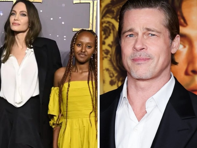 Angelina Jolie with her daughter, Zahara, and Brad Pitt. Picture: