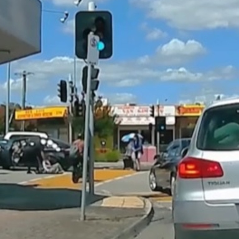 Dashcam footage shows a woman being struck. Picture: Supplied