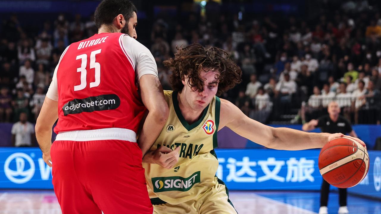 Josh Giddey’s leadership has been on show for Australia at the FIBA World Cup. Picture: Getty Images