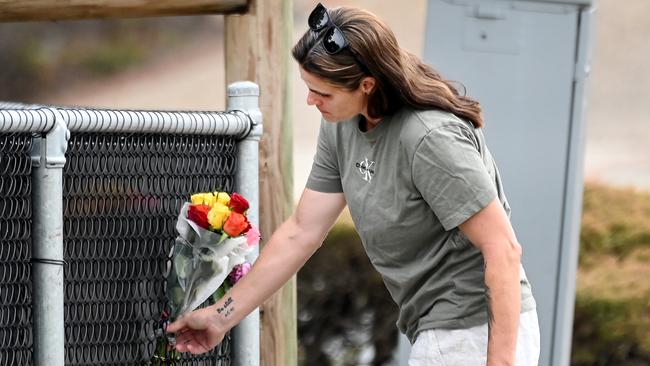 Floral tributes were left for a Grandmother who was killed in Murrumba Downs. Picture, John Gass