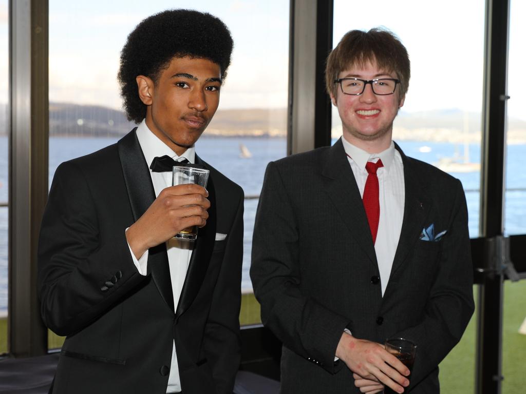 Moses Okwechime and Ivan Thurley at The Hutchins School leavers dinner. Picture: Mireille Merlet