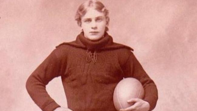 History: America's first professional football player John Brallier in an 1895 pic. Out of copyright