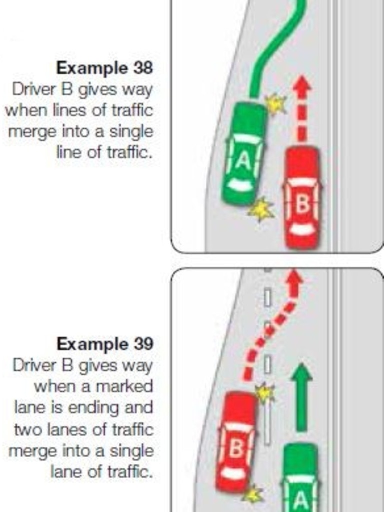 SA's merging and give way rules when changing lanes.