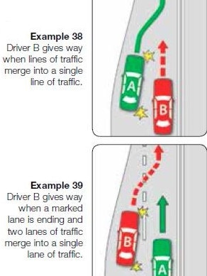 SA's merging and give way rules when changing lanes.