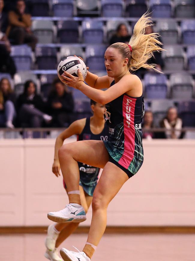 Victorian Fury players Allie Smith and Rudi Ellis celebrate winning what would be the final Australian Netball League title in 2019 in a competition that introduced the likes of Sasha McDonald to competition. Photos: Getty Images