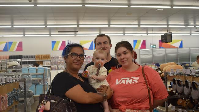 Warwick resident Rosie Carlin with granddaughter Luna Brown and family member Adam Brown and Imogine Neuendorf at the Warwick K hub opening.