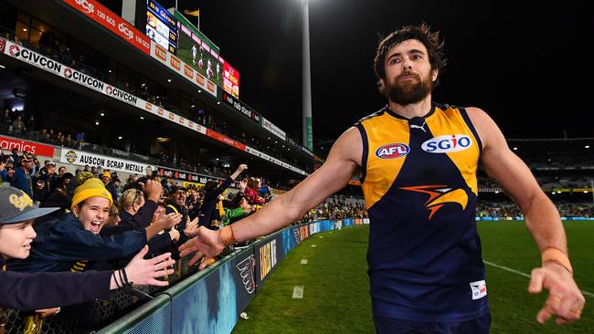 Josh Kennedy is on track for his third Coleman Medal. Photo: Daniel Carson/AFL Media/Getty Images