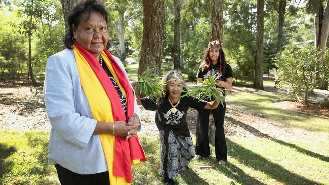 Aunty Flo Watson, Aunty Jeanette Fabila and Manu Fabila-Hicks will be taking part in the 20th Sorry Day commemoration at Everton Park. Photo: AAP/Jono Searle