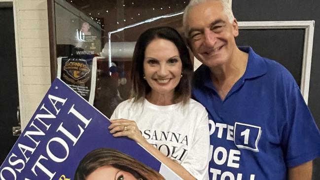 Sunshine Coast Mayor Rosanna Natoli with her then-husband division 4 councillor Joe Natoli on the night of the 2024 council elections.