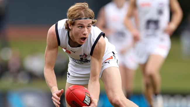 Angus Hastie is the most highly-touted Falcons prospect in this year’s draft. Picture: Jonathan DiMaggio/AFL Photos