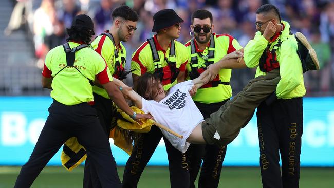 Mr Davey was ultimately fined $500 for the pitch invasion but wasn’t charged with any criminal offence. Picture: Paul Kane/Getty Images