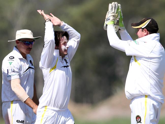 Southport Labrador spinner Oli McGee (centre) took 5-34 on Saturday.