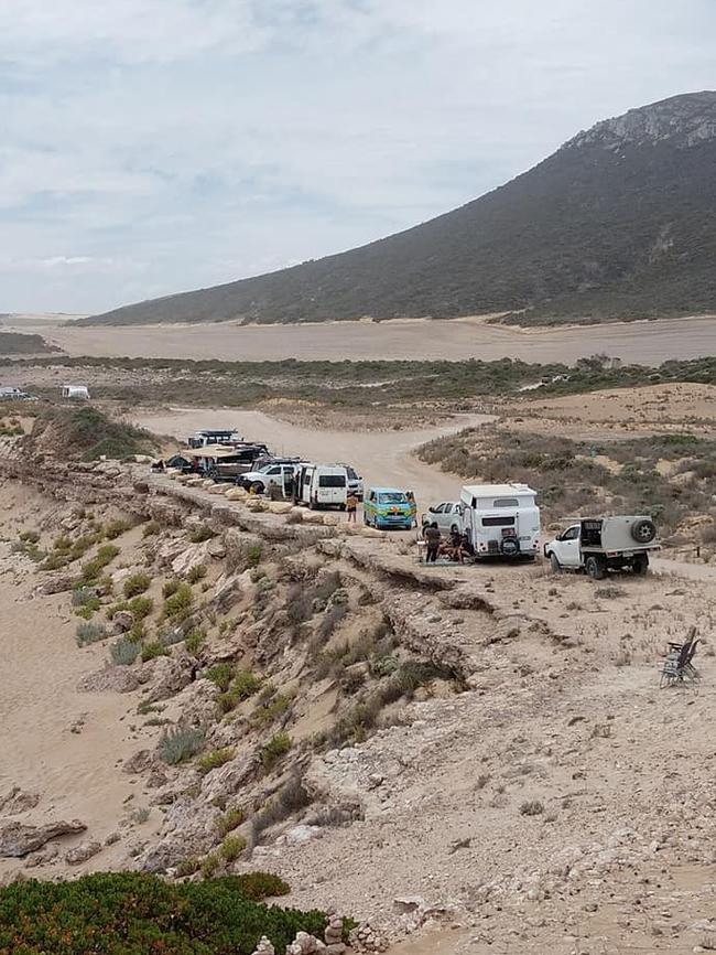 An influx of campers at Greenly Beach near Port Lincoln. Picture: Murray Kelsh