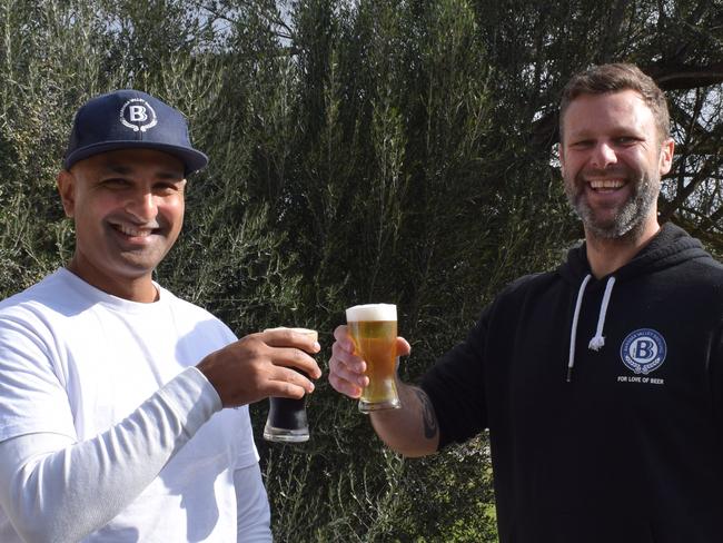 Denham Owner Denham D'Silva and lead brewer Josh Pentreath at Barossa Valley Brewing. Picture Jason Katsaras.