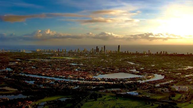 The view of the Gold Coast from a hot-air balloon. Photo: Dean Johnson