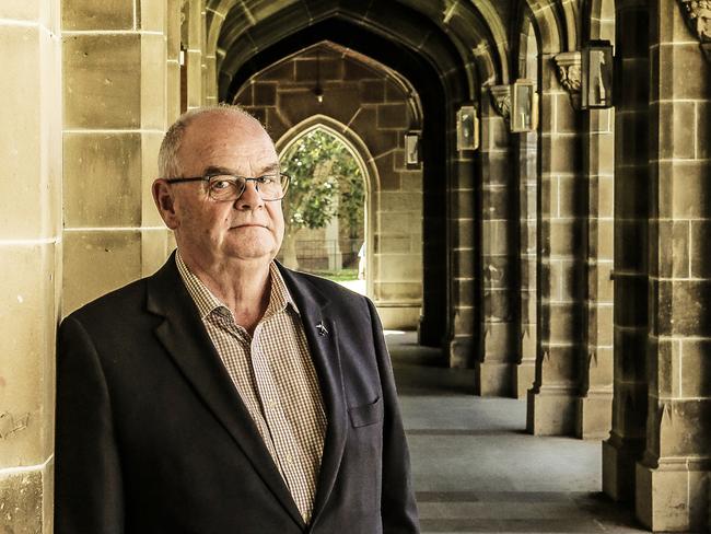 EMBARGO FOR TWAM, 22 FEBRUARY 2025. FEE MAY APPLY. Retired academic Keith Houghton at University of Melbourne. Photo: Julian Kingma / TWAM