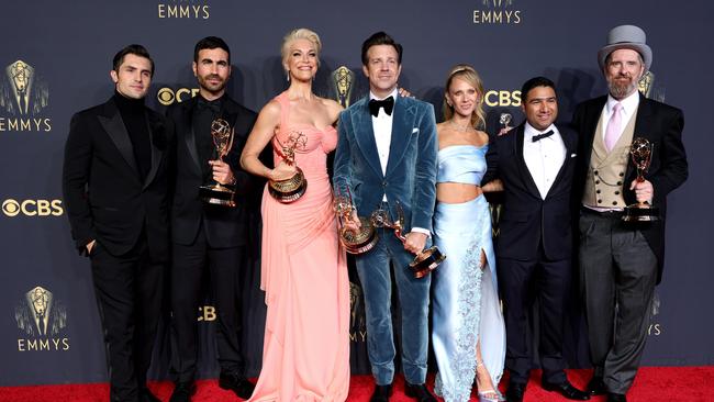 The cast of Ted Lasso at the 73rd Prime time Emmy Awards on September 19, 2021 in Los Angeles, California. Picture: Getty Images.