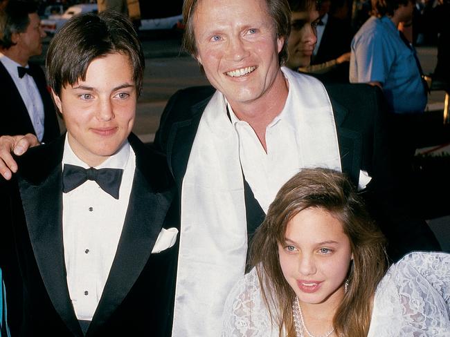 James Haven and sister Angelina Jolie with their dad, actor Jon Voight, in happier times at the 1986 Academy Awards. Picture: Frank Trapper/Corbis via Getty Images