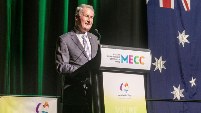 Mayor of Mackay Region Greg Williamson at the 2023 Australia Day Awards at the Mackay Entertainment and Convention Centre (MECC) Wednesday January 25 2023. Picture: Michaela Harlow