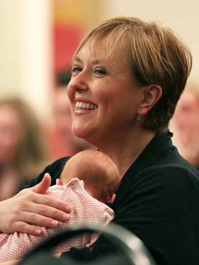 Lara Giddings with new baby Natasha. Picture: SAM ROSEWARNE