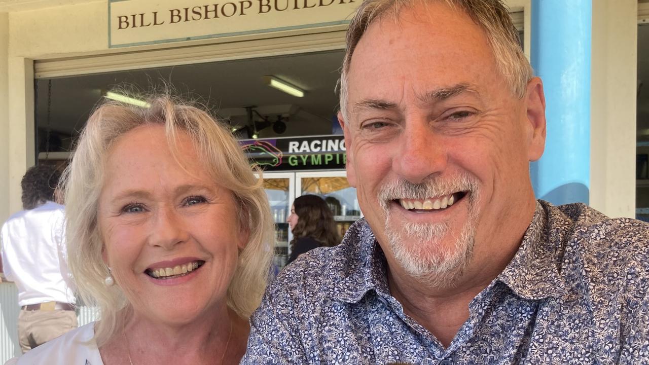 Angela and Glen Jocumsen enjoy a day of fun at the Gympie Races on Saturday, July 15, 2023.