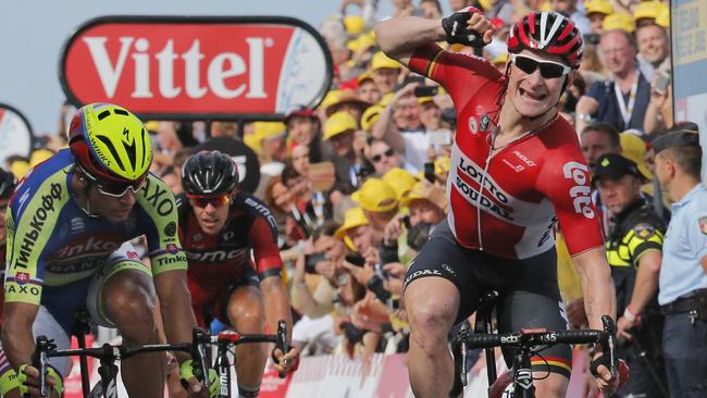 Andre Greipel won the sprint finish ahead of Peter Sagan in Neeltje Jans.