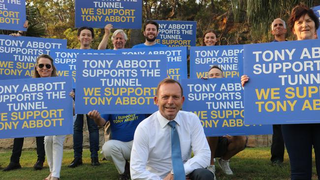 Tony Abbott campaigning at the Spit Bridge on Tuesday, March 5.