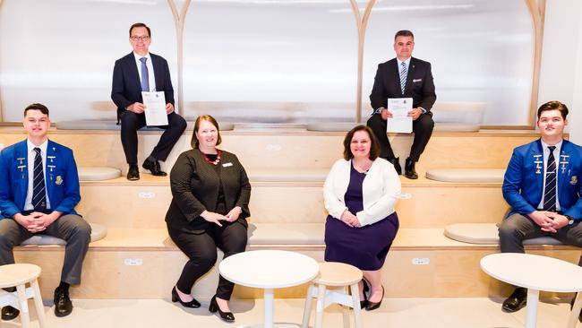 ACU Provost and Acting Vice-Chancellor Professor Zlatko Skrbis and Patrician Brothers College Blacktown staff and students. Picture: Supplied