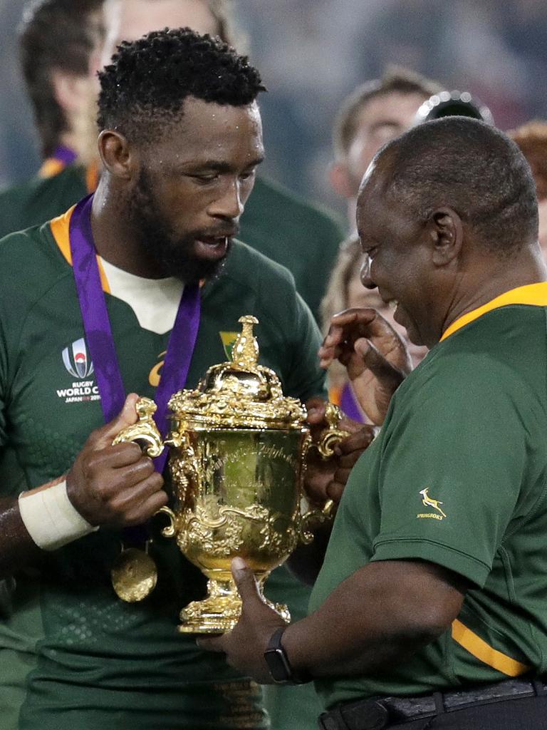 Kolisi and South African president Cyril Ramaphosa in 2019.