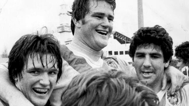 Rod Reddy, right, with Craig Young and Graham Wynn after the 79 premiership.