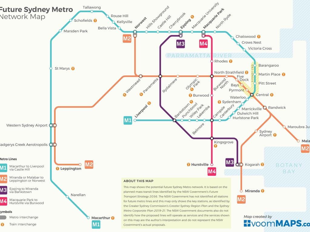 Sydney Metro Interactive Map What The Sydney Metro Network Could Look Like In 2056 | Daily Telegraph