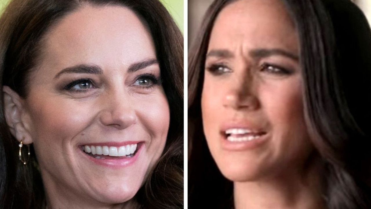 Meghan Markle (right) didn’t like playing second fiddle to Kate Middleton. Picture: Getty Images; Netflix