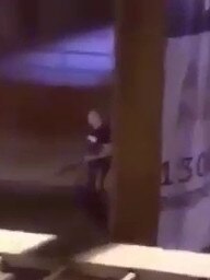 Video of the Penrith gunman before he is shot dead outside the Penrith station.