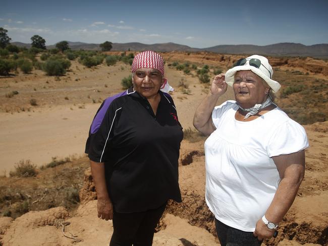 Regina McKenzie and Enice Marsh, representing the Adnyamathanha people. Picture: Dean Martin