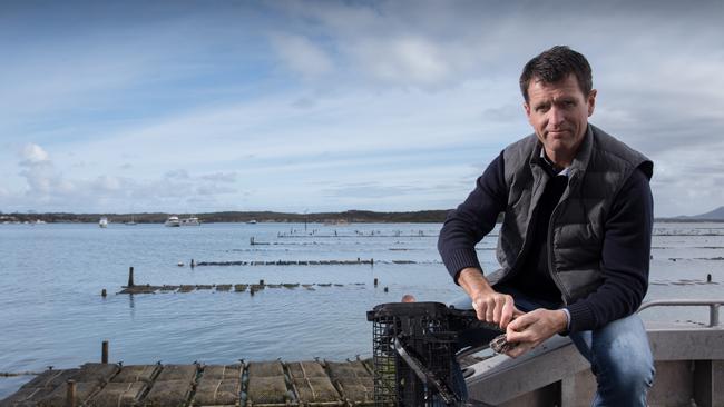 Yumbah Hatchery executive officer Tom Hyde on a Coffin Bay oyster lease. Picture: ROBERT LANG