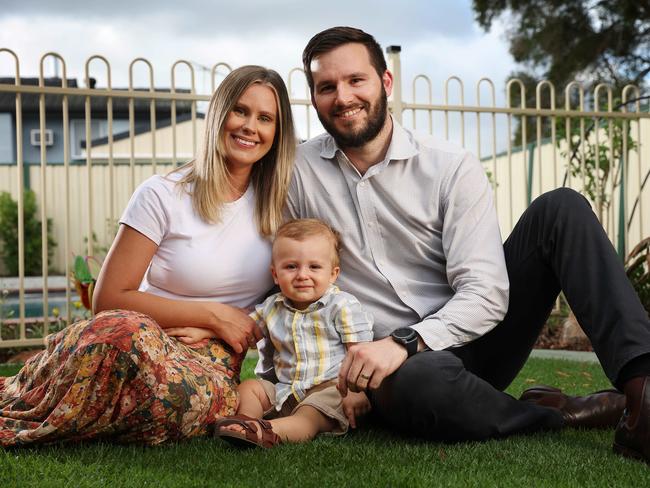 Marie and Matthew Yates with their son Archer, 15 months old, have bought a home in Griffin which is named as one of Brisbane's most liveable suburbs. Picture: Liam Kidston