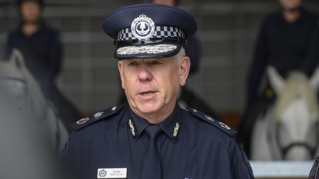 Police Commissioner Grant Stevens at the formal opening of the force’s Mounted Operations Unit unit at Gepps Cross on Wednesday. Picture RoyVPhotography.