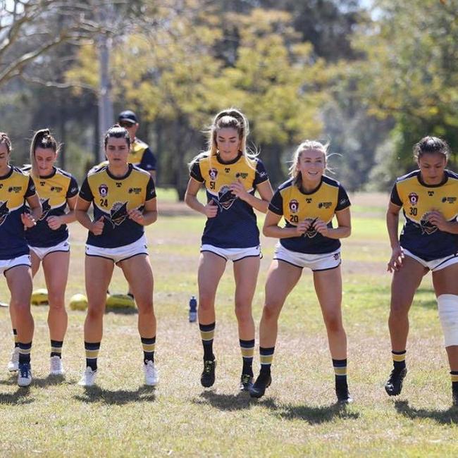 The Bond University Bull Sharks train ahead of their 2020 QAFLW campaign. SUPPLIED.