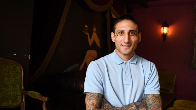 Former Wanderers striker Kerem Bulut poses for photographs at a cafe in North Strathfield, Sydney. Tracey Nearmy/Daily Telegraph