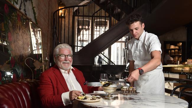 David Williams is served caviar by chef Victor Bain at the Smith Street Bistrot. Picture: Nicki Connolly