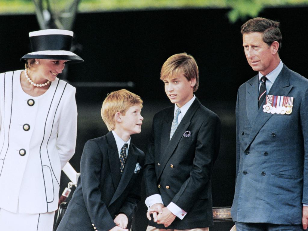 The brothers pictured with Diana, far left, and Charles in 1995. Picture: AFP